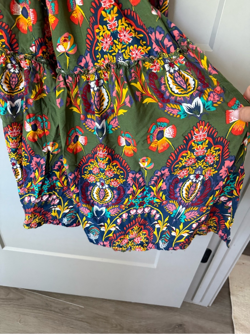 Anthropologie Emmanuelle Maxi Tiered Boho Robe with Multicolor Blooms Size M/L - Picture 5 of 13